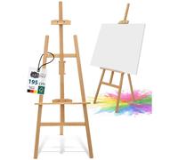 Chevalet de peintre en bois - Chevalet triangulaire - 195 cm - Pin - Pour toiles jusqu'à 150 cm