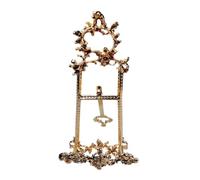 Chevalet de présentation avec détails floraux vintage sur trépied | Supports d'assiettes en laiton pour entrée, chambre à coucher, cheminée, étude, chambre intérieure