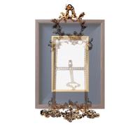 Chevalet de présentation avec détails floraux vintage sur trépied | Supports d'assiettes en laiton pour entrée, chambre à coucher, cheminée, étude, chambre intérieure