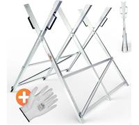 Chevalet de sciage pliable 150 kg métal zingué jardin dents porte-bûches support de coupe tréteau de sciage tronçonneuse