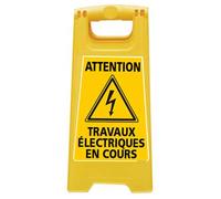 Chevalet de signalisation - Attention Travaux Electriques en Cours - Dimensions 600x300mm