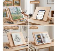 Chevalet de table A2, Planche à dessin en bois, Planche de travail réglable pour artistes et artisans, Table portable en bois de hêtre A2 Table Easel