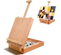Chevalet de table en bois de hêtre, boîte à croquis portable avec fonction de rangement, chevalet de bureau réglable pour peinture et dessin, chevalet de table pour étudiants et artistes