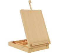 Chevalet de table - Planche à dessin et à croquis en bois de hêtre - Pliable - Hauteur réglable de 42,5 à 74,5 cm - Boîte à 5 compartiments - 27 × 41,5 cm - Bois naturel