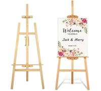 Chevalet en bois, 175 cm-grand, matériau pin, support en toile-peut contenir jusqu'à 100 cm de toile