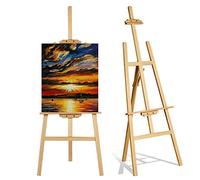 Chevalet en bois - Chevalet d'artiste réglable pour peinture adulte, mariage, présentation, hauteur de la toile 1,75 m, montage facile