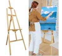 Chevalet en bois de type A 1,75 mètre-réglable en hauteur-pliable, présentoir d'artiste en bois, présentoir de mariage, peinture.