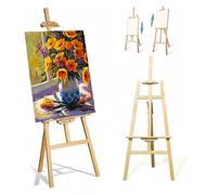 Chevalet en Bois pour Peinture 150cm, Réglable en Hauteur 59 Pouces, Support pour Toile, Panneau de Signage Mariage, Enfant, Présentation, Sketch, Easel Stand pour Exposition, Studio