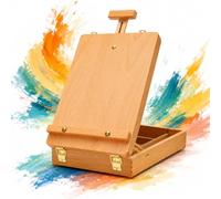 Chevalet Peinture - Chevalet de Table en Bois de Hêtre avec Boîte de Rangement - Hauteur Réglable jusqu’à 54 cm - Mallette Portable pour Enfants, Débutants et Artistes