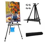 Chevalet Peinture, Chevalets, Réglable en Hauteur 57-157 cm, Trépied pour Peindre et Exposer avec sac de Transport et Bac à peinture pour Peinture D'art et Publicité, Noir en Aluminium