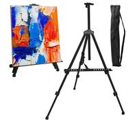 Chevalet Peinture, Chevelet d’Atelier en aluminium avec sac, pliable et télescopique (160 x 118 x 60CM, Noir)