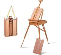 Chevalet portable en hêtre avec tiroir et étagère, 71 x 114 x 183 cm
