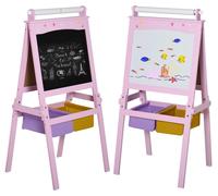 Chevalet pour enfants - Tableau blanc 3 en 1 - Double face - 58,5 × 50,5 × 118 cm - MDF et PP - Rose
