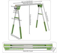 Chevalet pour tronçonneuse, lot de 2 - Chevalet pliable - Réglable en hauteur de 72,6 à 89 cm - 6 niveaux - Max. 1200 kg - Alliage fer-carbone et TPR - Vert