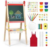 Chevalet trois-en-un réglable Azomor pour enfants, avec tableau magnétique et papier à dessin