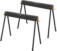 Chevalets de travail - Chevalets à scier - Lot de 2 - Capacité de charge 500 kg - Bras de support pour 2x4 - Pliable - Portable - Noir