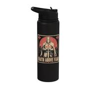 Chevalier Templier Foi au-dessus de la peur Croix chrétienne Stainless Steel Insulated Water Bottle