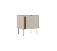 Chevet 1 porte en mélaminé beige et imitation bois avec découpe graphique bandeau - LIWENN - ALTOBUY Beige