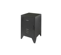 Chevet 1 Porte Style Casier Industriel Métal Noir - CHICAGO -