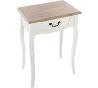Atmosphera - Table de Chevet Baroque Chrysa, Blanche et Bois, L 47 x H 66 cm, 1 Tiroir - pour Chambre, Salon, Entrée