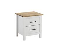 Chevet 2 Tiroirs Bois Ciré et Blanc - TINA - ALTOBUY Blanc G