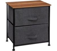 Table d'appoint Table de Chevet 2 tiroirs Gris foncé H 51 cm - Five