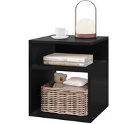 Chevet avec 2 Compartiments Ouverts - Table de Nuit en Bois - Design Simple - 35x35x41cm - Noir