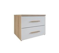 Chevet avec 2 tiroirs SELENA chene blanc / perle - Dim : 50,3 x 39,9 x 41,9 cm - -