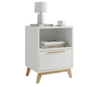 Chevet Blanc 1 Tiroir 1 Niche Pieds Pin Massif L 38.2 H 51 P 35.1 cm