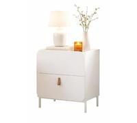 Chevet - Bout de Canapé Blanc 2 Tiroirs Dessus Crédence L 50 H 55.5 P 37 cm