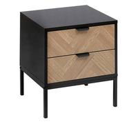Chevet ""Chevrons"" 2 tiroirs effet pin naturel et noir 50x45cm - 5five