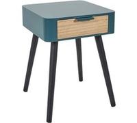 HOME DECO FACTORY - HD7336 - Chevet 1 Tiroir en Bois Bleu Canard, Chambre, Table de Nuit