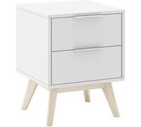 Chevet Scandinave 2 Tiroirs Pin Massif Naturel et Blanc - LAUPELL - ALTOBUY Blanc G