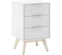 Chevet Scandinave 3 Tiroirs Pin Massif Naturel et Blanc - LAUPELL - ALTOBUY Blanc G
