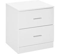 Chevet table de nuit style contemporain 2 tiroirs poignées alu blanc Blanc G