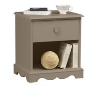 Chevet - Taupe - Style Anglais - 1 Tiroir - 1 Niche - MDF et Pin Massif