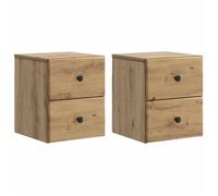 Chevet Vidaxl Cabinet de chevet mural 2 pcs Chêne artisanal 34,5 x 33 x 40 cm