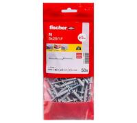 Sachet de 50 chevilles à frapper FISCHER N-F avec clou en acier électrozingué