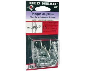Cheville autoforeuse - lot de 10 - VIX + vis tête ronde