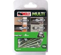 Cheville Molly avec vis 4x37 - BLACK ET DECKER - Lot de 16 - Métal - Gris