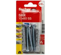 Cheville Nylon Rallongée Fischer SXR 10x60 HEX Avec Vis À Tête Hexagonale 4 Pcs