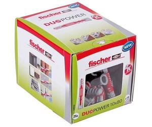 Cheville tous matériaux - FISCHER - DuoPower 10x80 mm - Boîte de 25 - Nylon - Bi-matière - Tous matériaux