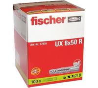 fischer - Cheville tous matériaux UX 8x50 mm avec collerette - Boîte de 100 Gris