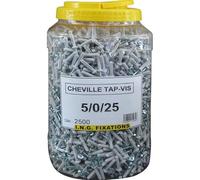 Chevilles à frapper collerette plate - Diamètre 6 mm - 60 mm - Tap Vis - Seau de 800 pièces - ING Fixation