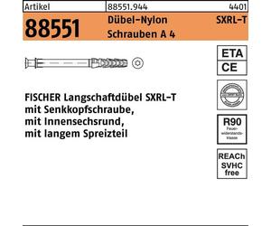 Chevilles à tige longue R 88551 SXRL 10 x 80 T Vis A 4/chevilles-nylon