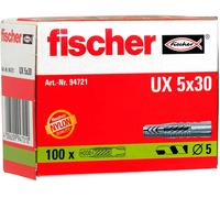 Fischer Cheville multi-matériaux UX 5x30 sans collerette Nylon Gris Boîte de 100
