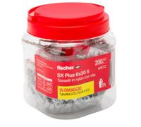 Fischer Chevilles Propack SX Plus 6 S – 200 chevilles 6x30 avec vis et foret SDS 6 mm