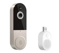 Chewtoyo Caméra de sonnette sans fil, 1080p Smart Wifi avec détection AI en temps réel, audio bidirectionnel, vision nocturne, batterie 5000 mAh, facile à installer pour la sécurité à domicile