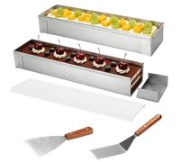 Chewtoyo Lot de 2 moules à tiiramisu avec couvercles transparents, pelle coudée et pelle à 3 côtés, moule à gâteau rectangulaire amovible en acier inoxydable 304, récipient à tiramisu pour mousse