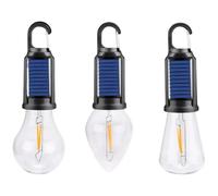 Chewtoyo Lot de 3 lampes solaires anti-moustiques, lampes de camping rechargeables vintage, ampoule en tungstène, 3 styles, étanche, accrochée pour l'extérieur
